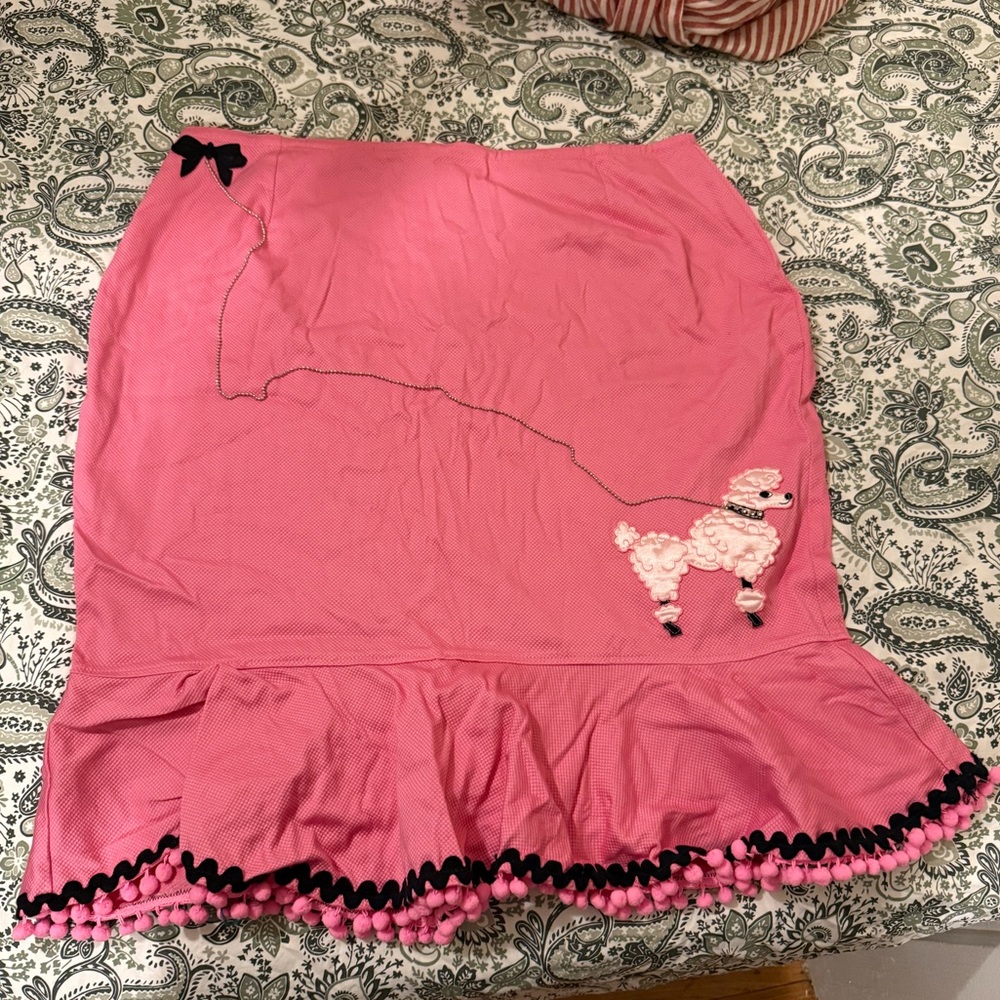 Mode Merr Pink Poodle Embroidered Skirt